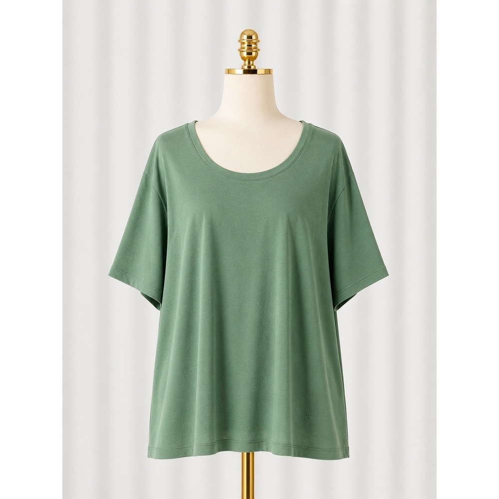 Isaac Mizrahi Live Essentials Pima Cotton Scoop Neck‎ T-Shirt Tee 3X Green